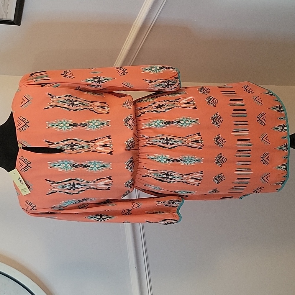 Pink Owl Boutique Printed Dress Pink/Orange Womens Size Medium NWT - Picture 4 of 6